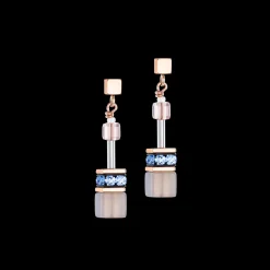 GeoCUBE® Iconic Precious earrings light blue-beige