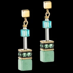 GeoCUBE® Iconic Precious earrings green-turquoise