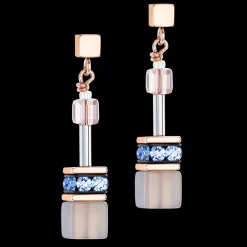 GeoCUBE® Iconic Precious earrings light blue-beige