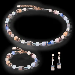 GeoCUBE® Iconic Precious earrings light blue-beige