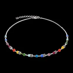 GeoCUBE® Lite Mini Necklace Rainbow silver