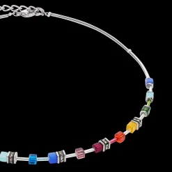 GeoCUBE® Lite Mini Necklace Rainbow silver