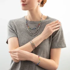 GeoCUBE® Lite Mini Necklace Rainbow silver