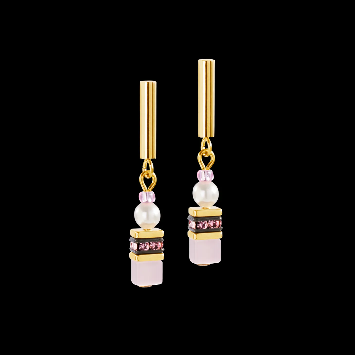 GeoCUBE® Mini Fusion Pearls Earrings gold-rose