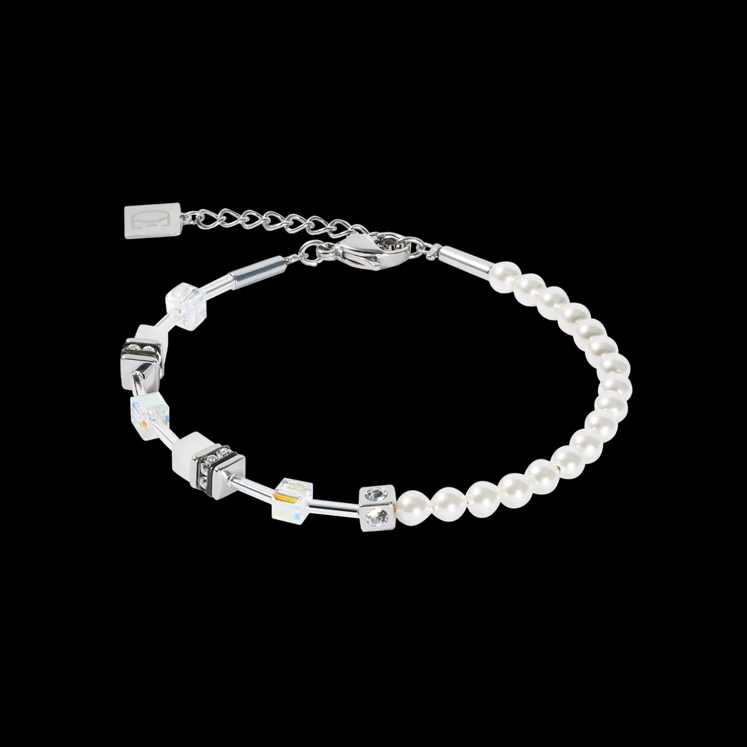 GeoCUBE® Mini Fusion Pearls Bracelet silver-white