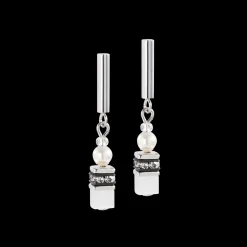 GeoCUBE® Mini Fusion Pearls Earrings silver-white