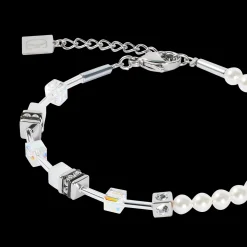 GeoCUBE® Mini Fusion Pearls Bracelet silver-white