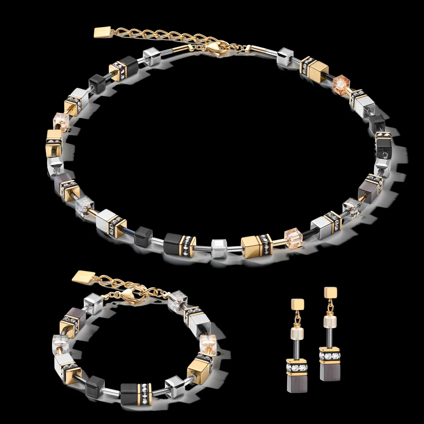 GEOCUBE® Necklace grey-gold