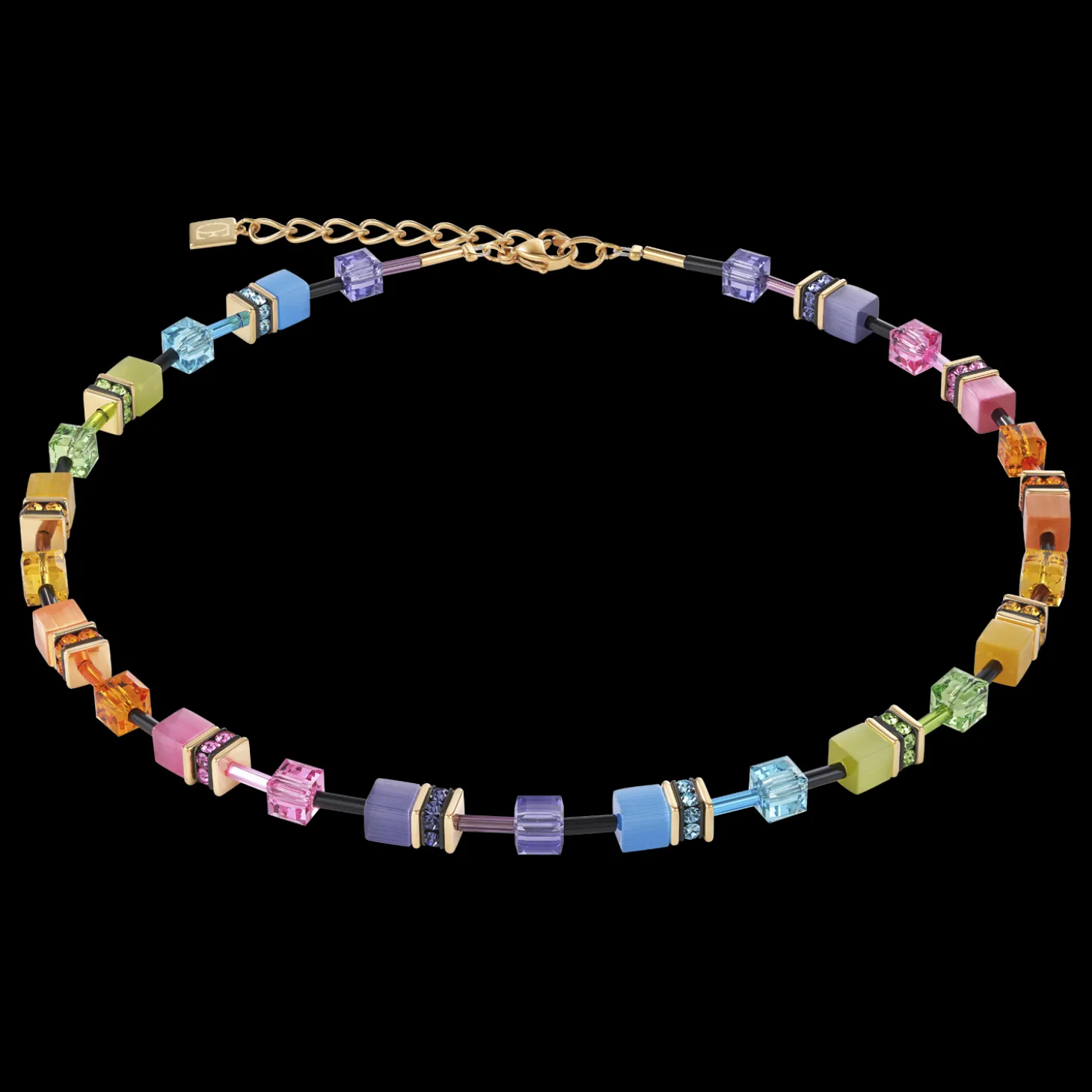 GeoCUBE® Necklace multicolour rainbow gold