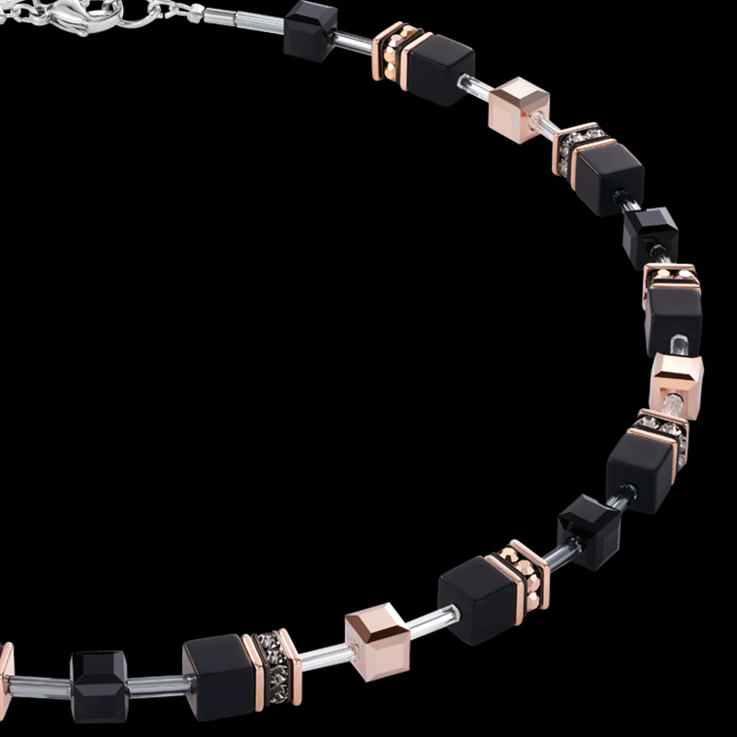GeoCUBE® Necklace onyx black-rose gold