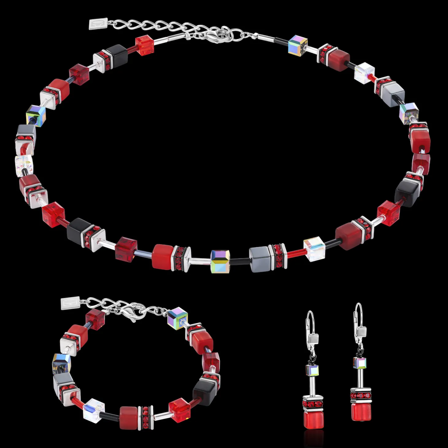 GeoCUBE® Necklace red-haematite