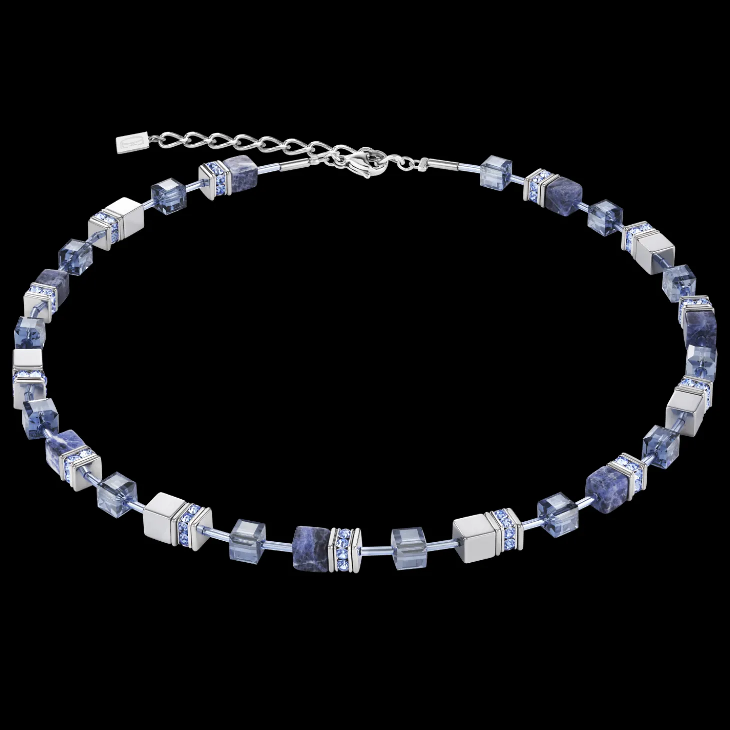 GeoCUBE® Necklace sodalite & haematite blue
