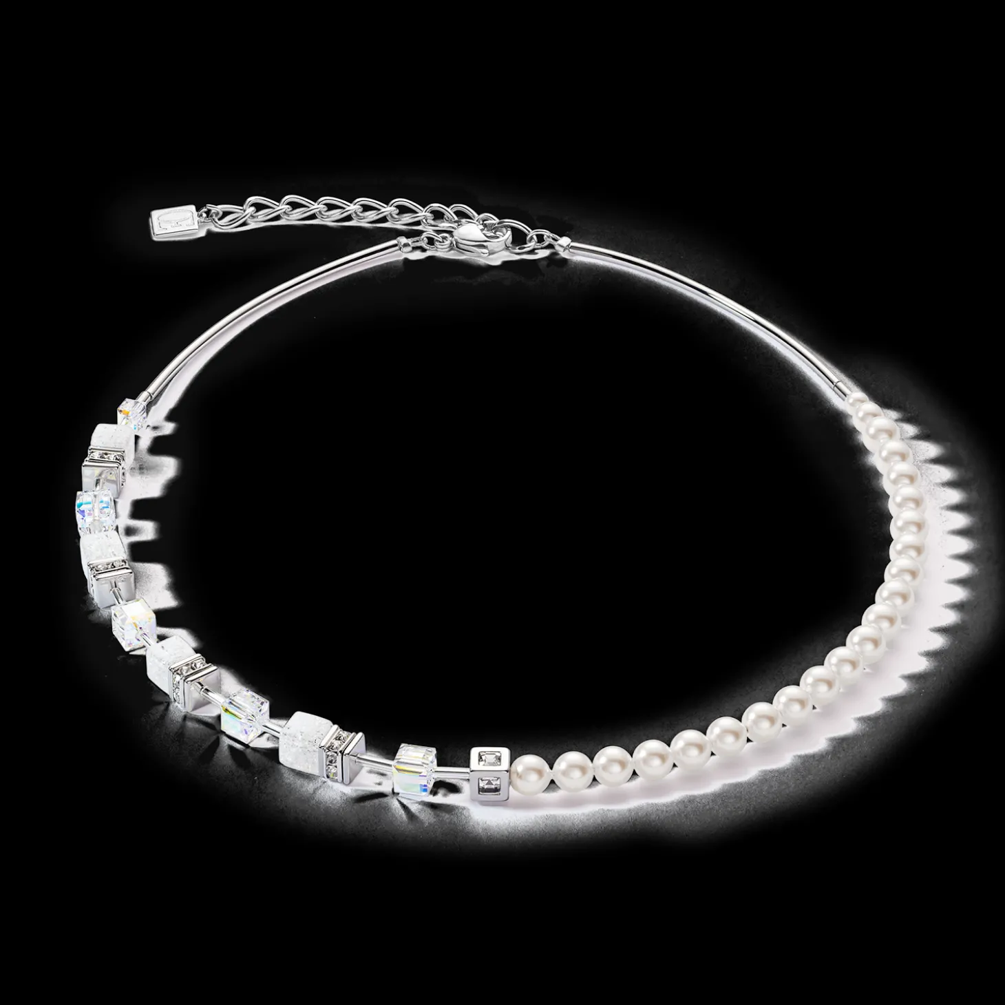 GeoCUBE® Precious Fusion Pearls necklace white