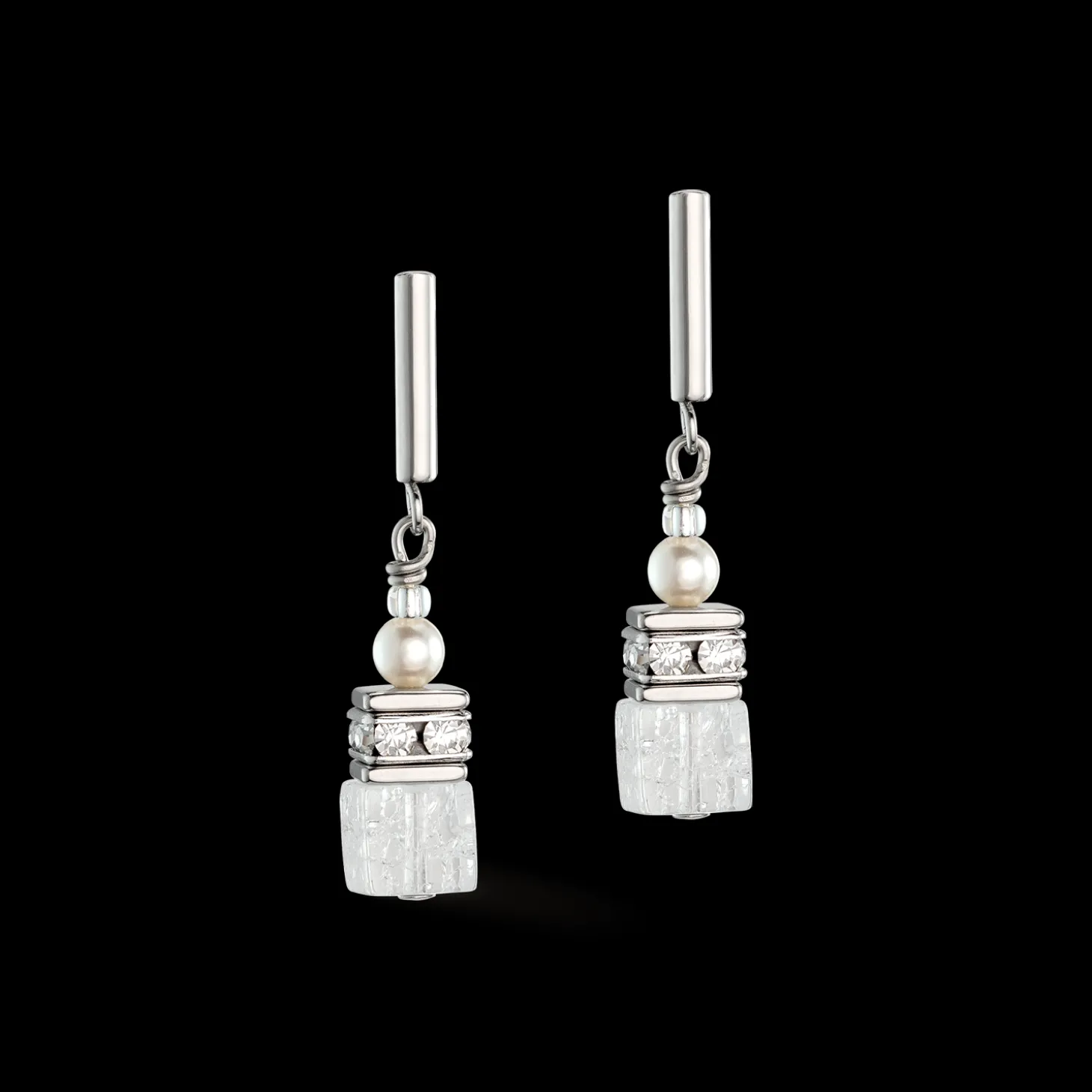 GeoCUBE® Precious Fusion Pearls earrings white