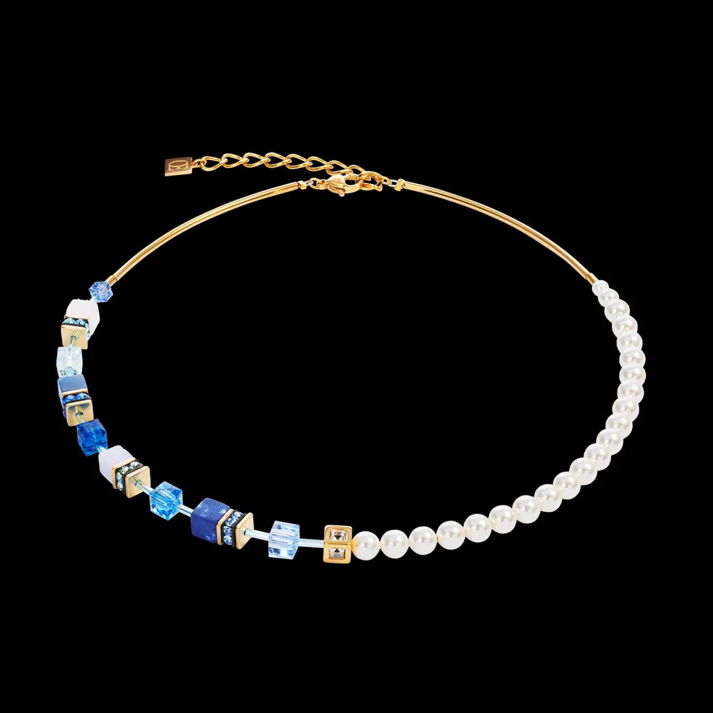 GeoCUBE® Precious Fusion Pearls necklace blue