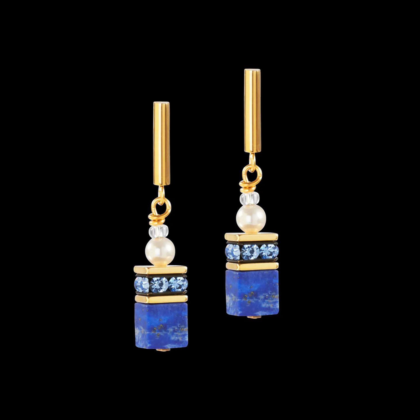 GeoCUBE® Precious Fusion Pearls earrings blue