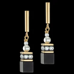 GeoCUBE® Precious Fusion Pearls earrings black-gold