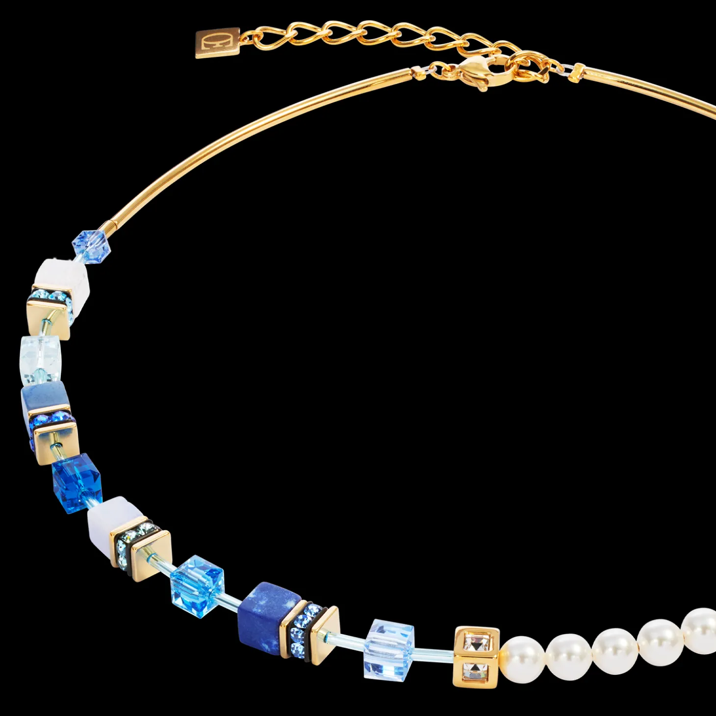 GeoCUBE® Precious Fusion Pearls necklace blue