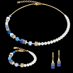 GeoCUBE® Precious Fusion Pearls earrings blue