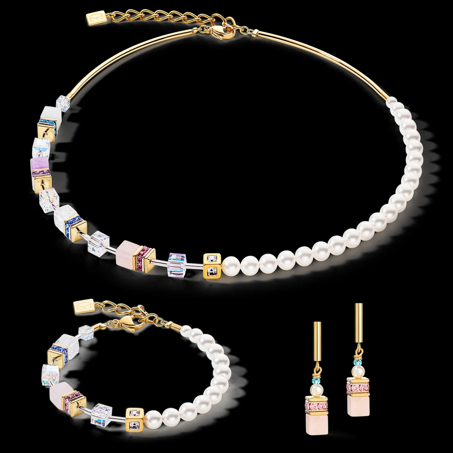 GeoCUBE® Precious Fusion Pearls earrings multicolour pastel
