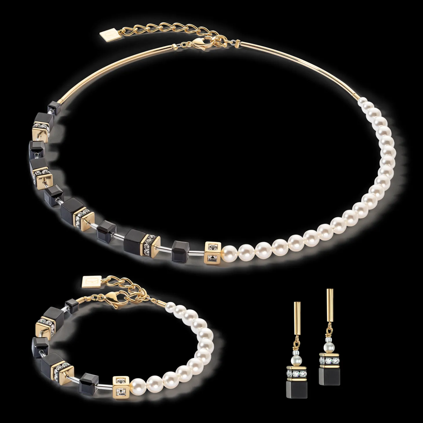GeoCUBE® Precious Fusion Pearls bracelet black-gold