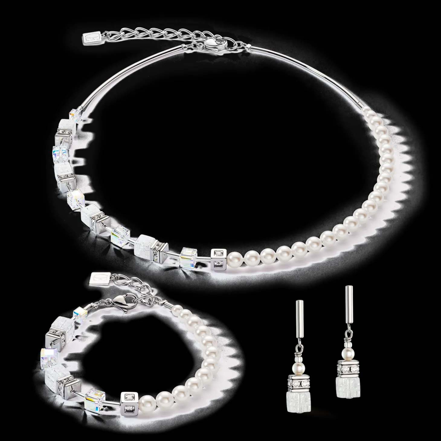 GeoCUBE® Precious Fusion Pearls bracelet white