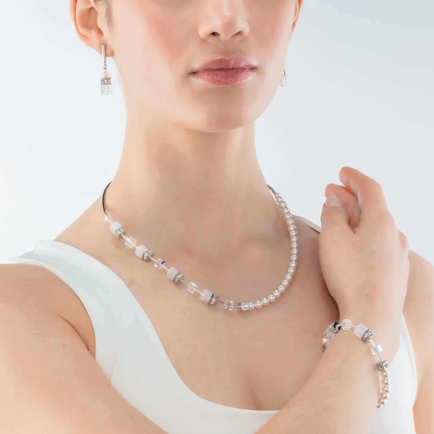 GeoCUBE® Precious Fusion Pearls bracelet white