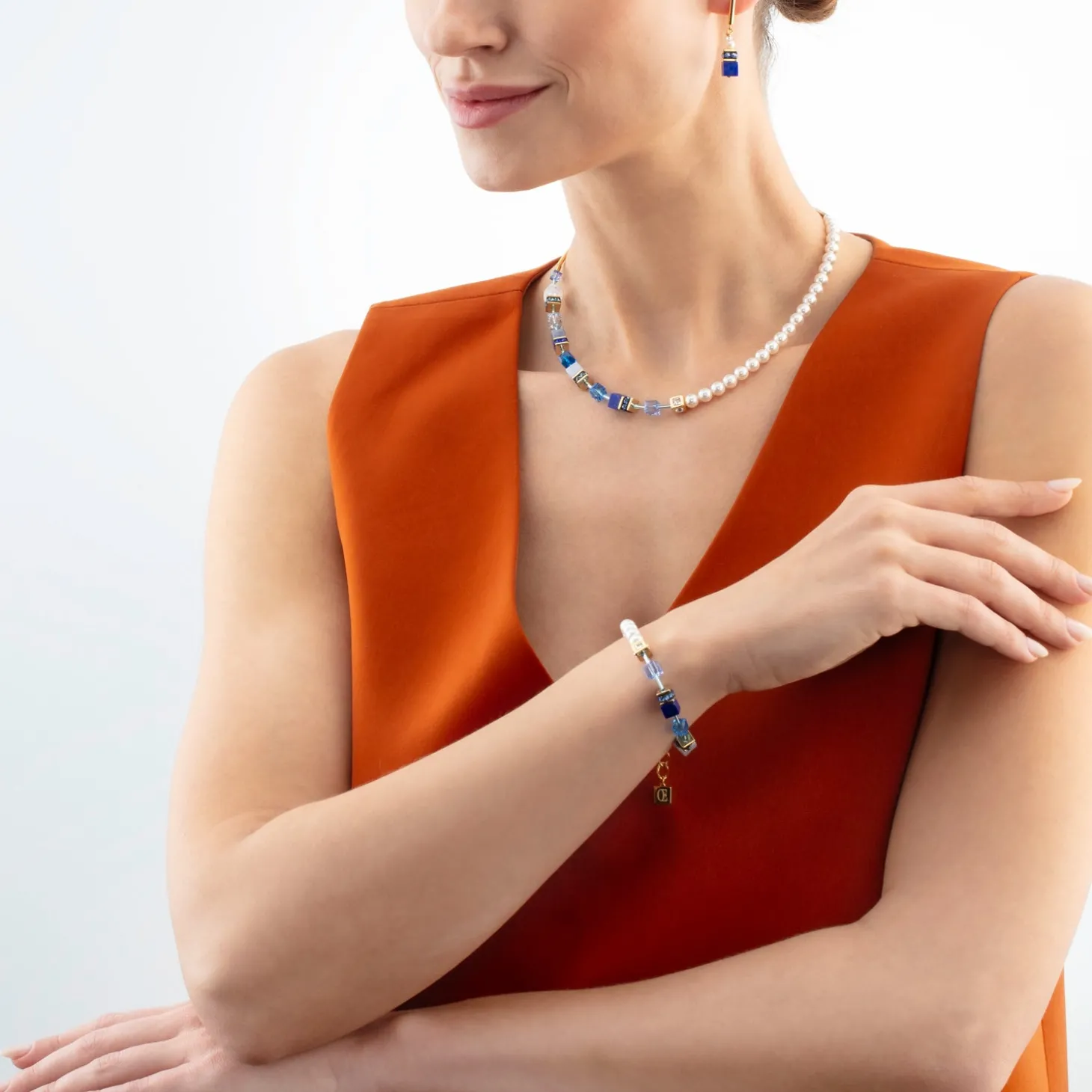 GeoCUBE® Precious Fusion Pearls necklace blue