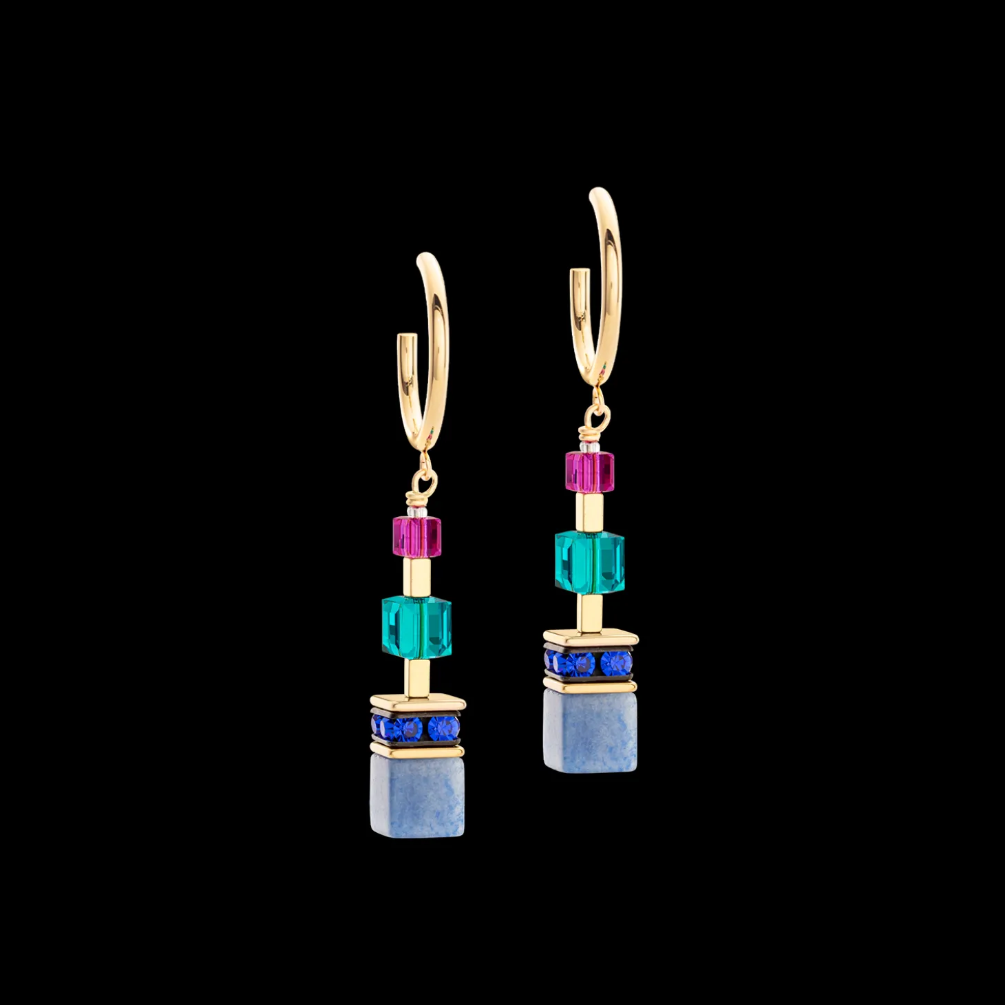 GeoCUBE® Precious Statement earrings gold-multicolour