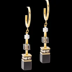 GeoCUBE® Precious statement earrings gold-black