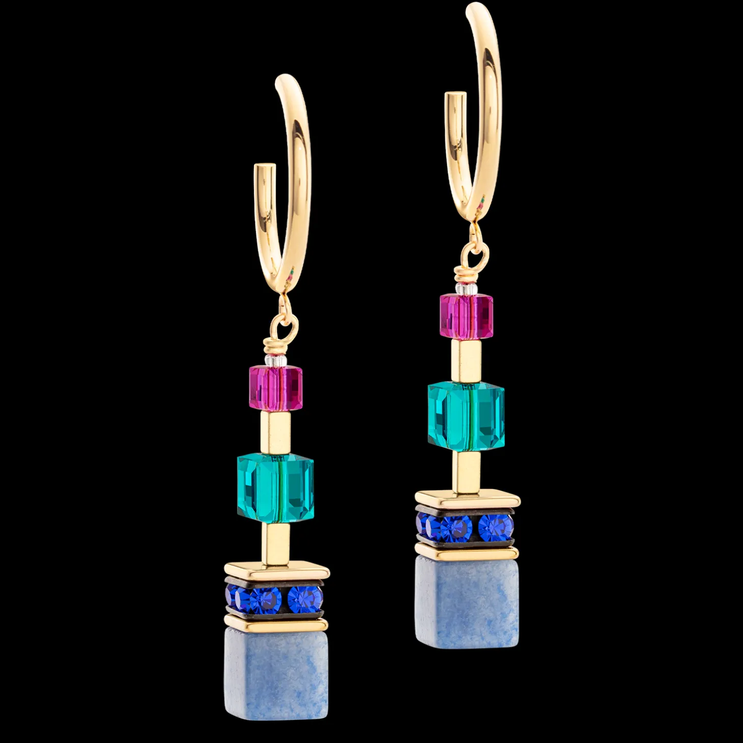 GeoCUBE® Precious Statement earrings gold-multicolour