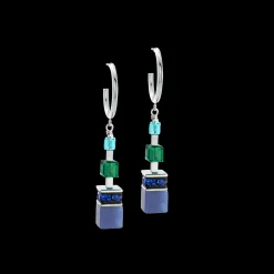 GeoCUBE® Precious Statement earrings silver-ocean