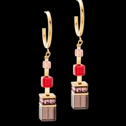 GeoCUBE® Precious statement earrings gold-red