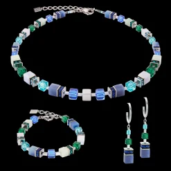 GeoCUBE® Precious Statement necklace silver-ocean