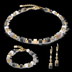 GeoCUBE® Precious statement earrings gold-black