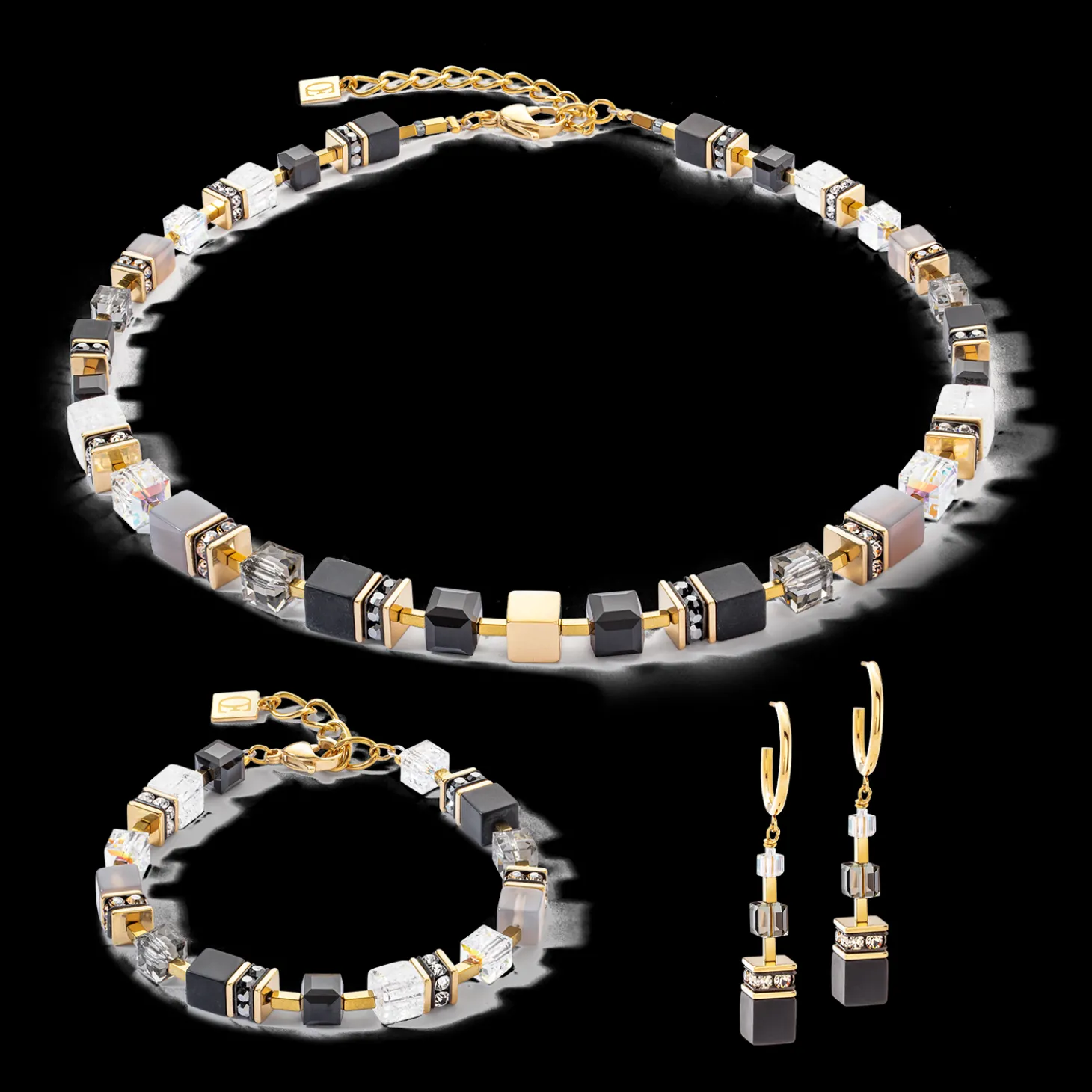 GeoCUBE® Precious statement necklace gold-black