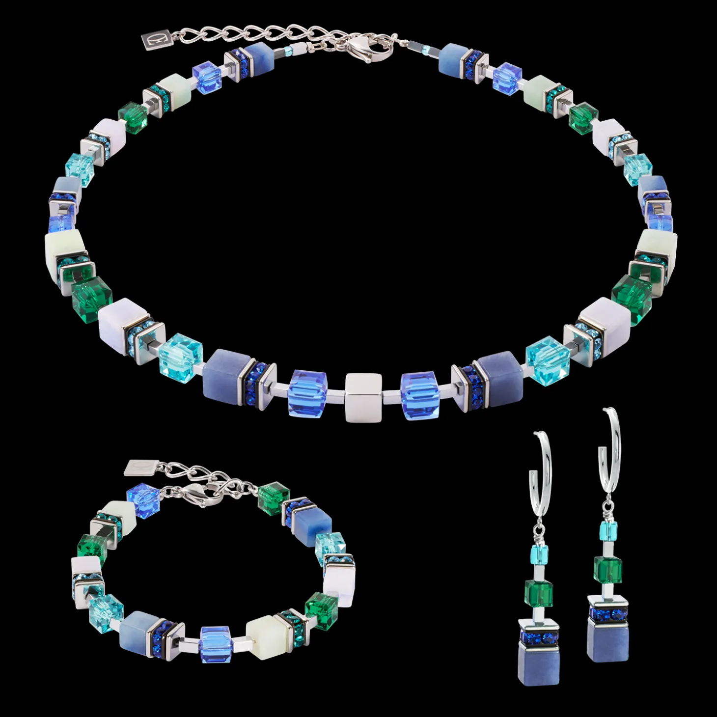 GeoCUBE® Precious Statement bracelet silver-ocean