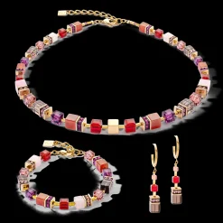 GeoCUBE® Precious statement necklace gold-red
