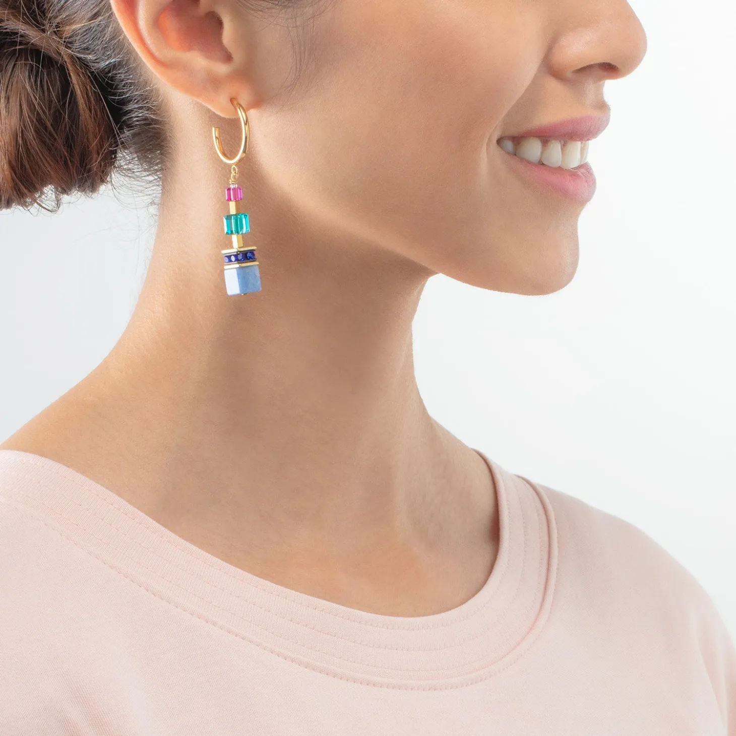 GeoCUBE® Precious Statement earrings gold-multicolour