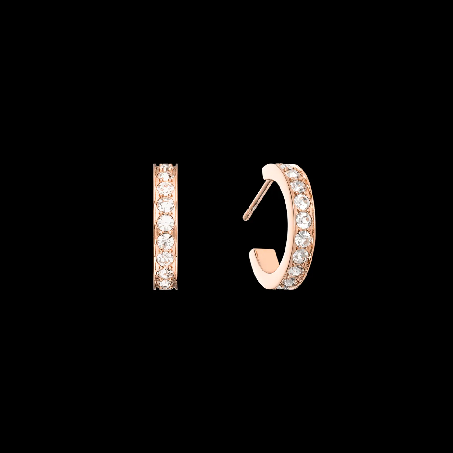 Hoop earrings 15 stainless steel & crystals rose gold crystal