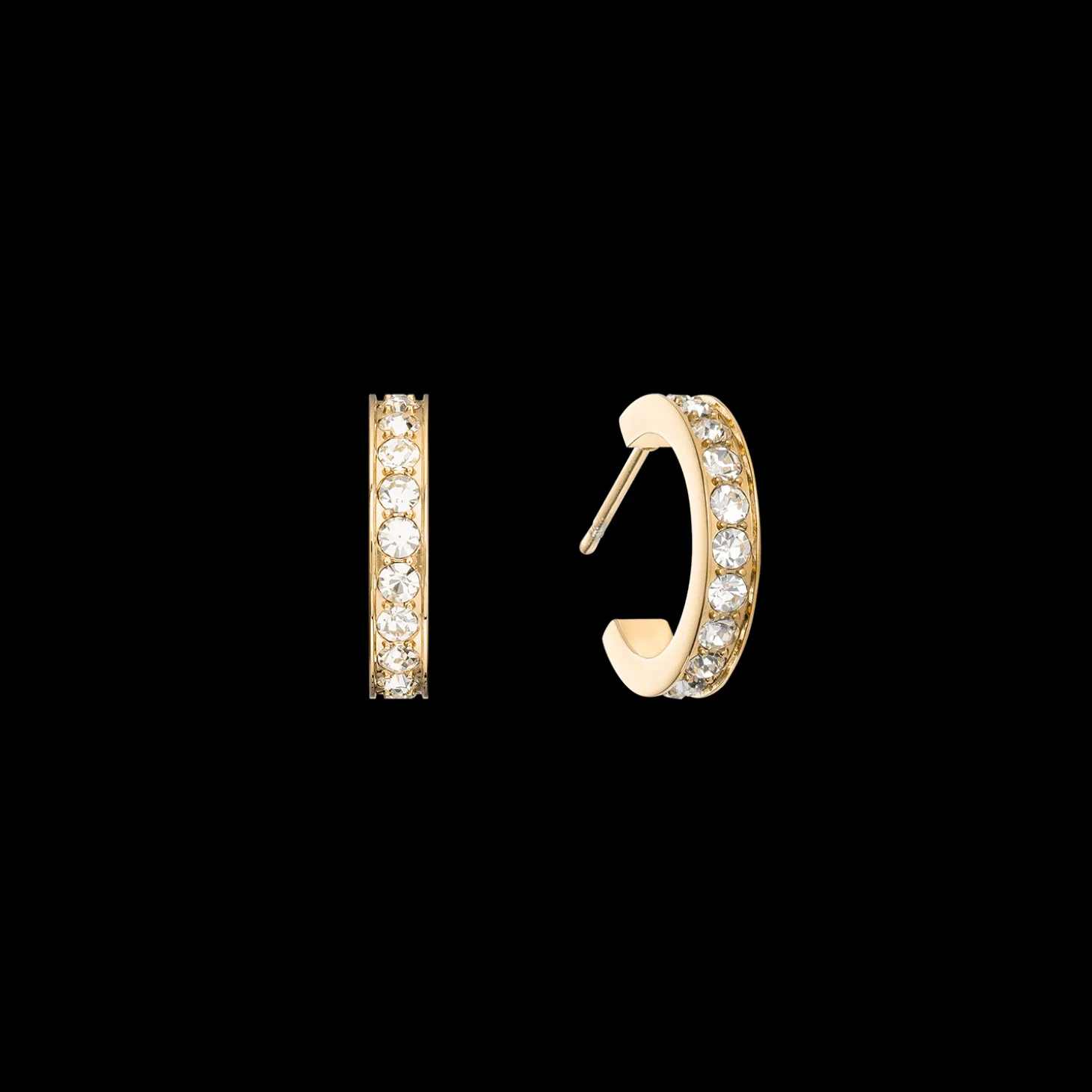 Hoop earrings 15 stainless steel & crystals gold crystal