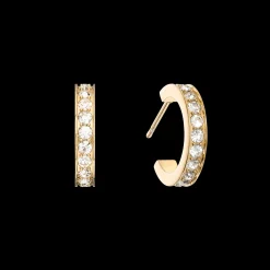 Hoop earrings 15 stainless steel & crystals gold crystal