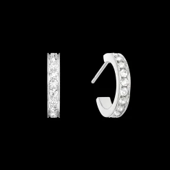 Hoop earrings 15 stainless steel & crystals silver crystal