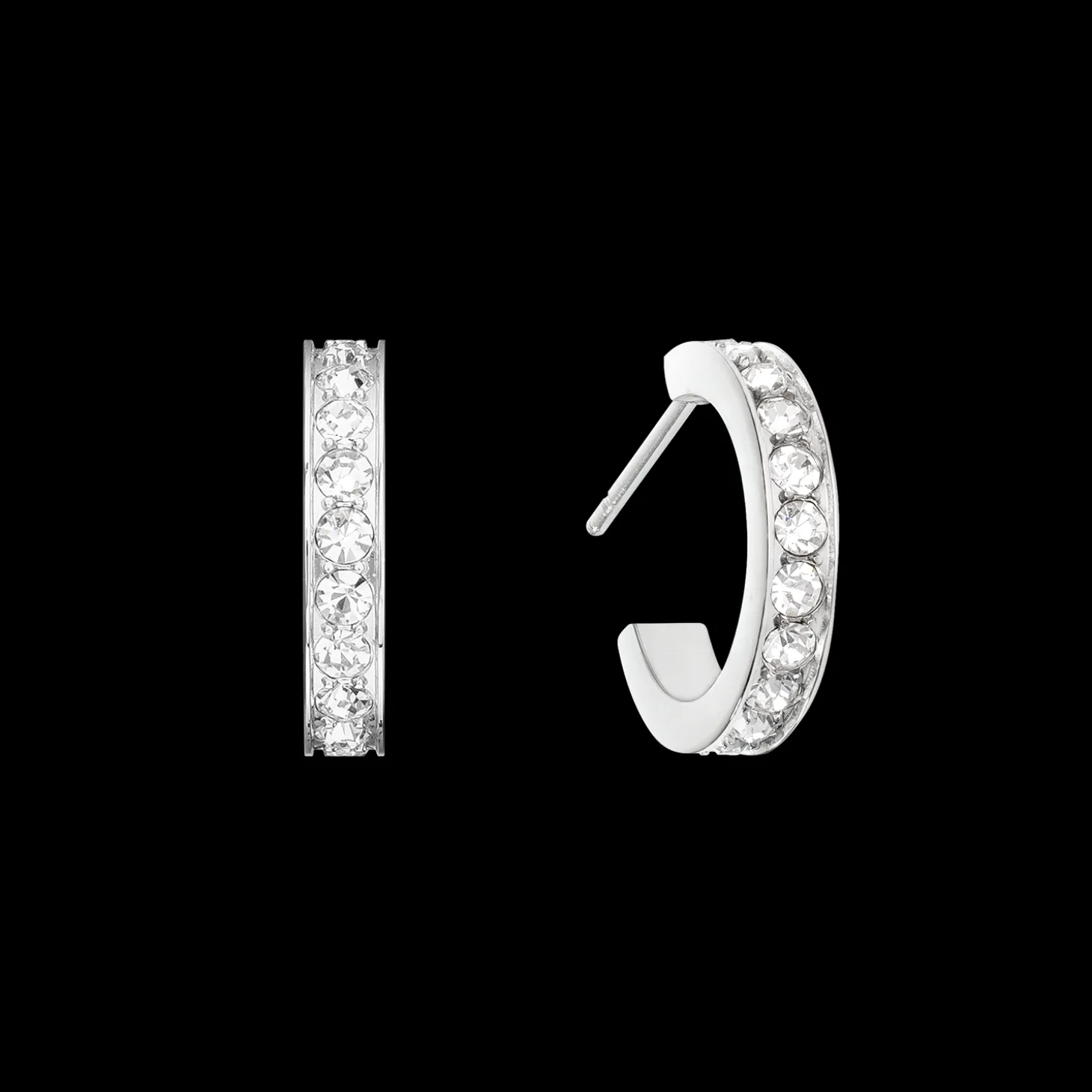Hoop earrings 15 stainless steel & crystals silver crystal