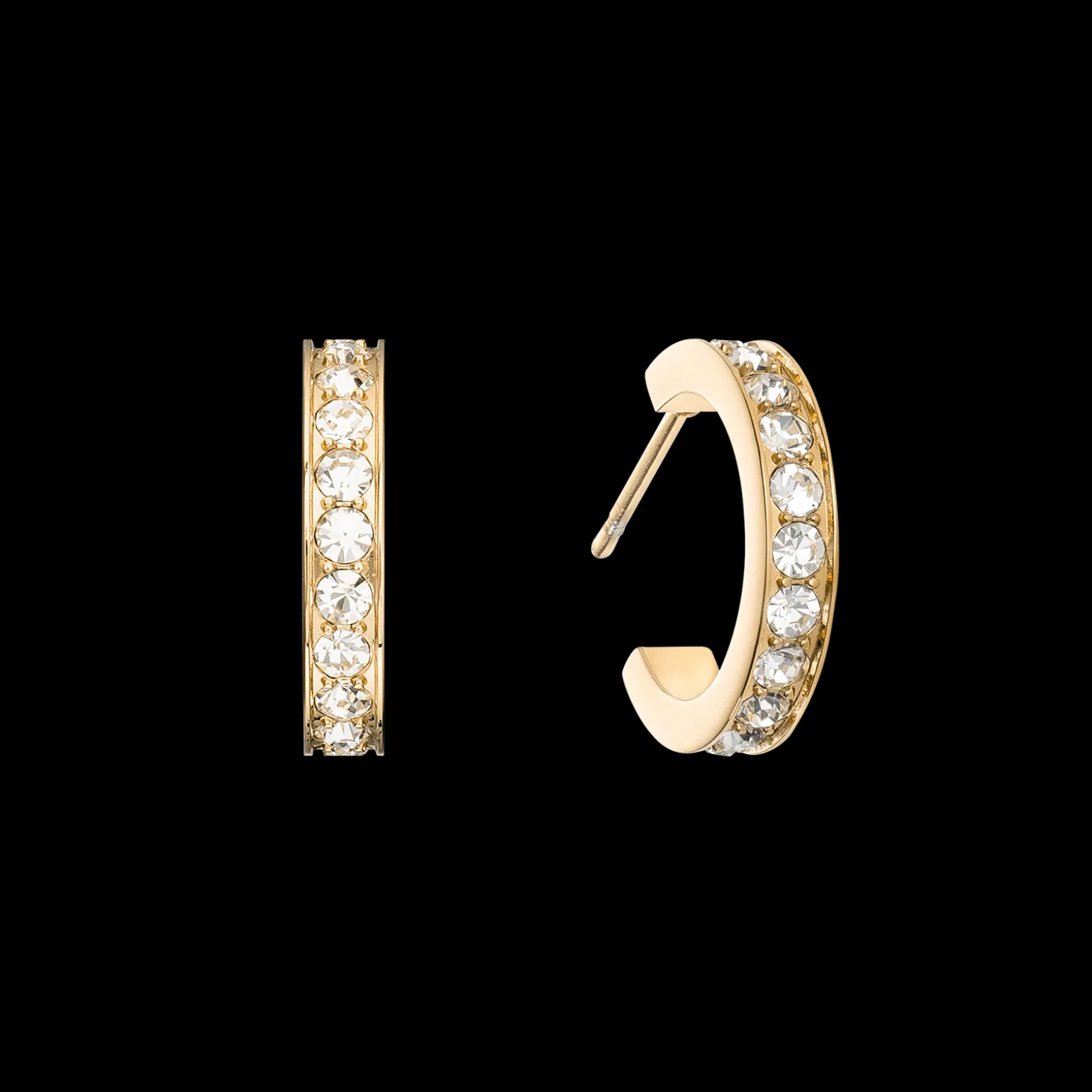 Hoop earrings 15 stainless steel & crystals gold crystal