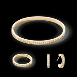 Hoop earrings 15 stainless steel & crystals gold crystal