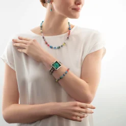 Iconic Cube Statement Watch Turquoise Glaze silver