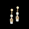 Mini Cubes earrings gold white