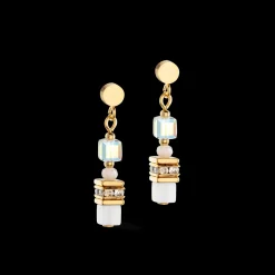Mini Cubes earrings gold white