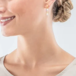 Mini Cubes earrings gold white